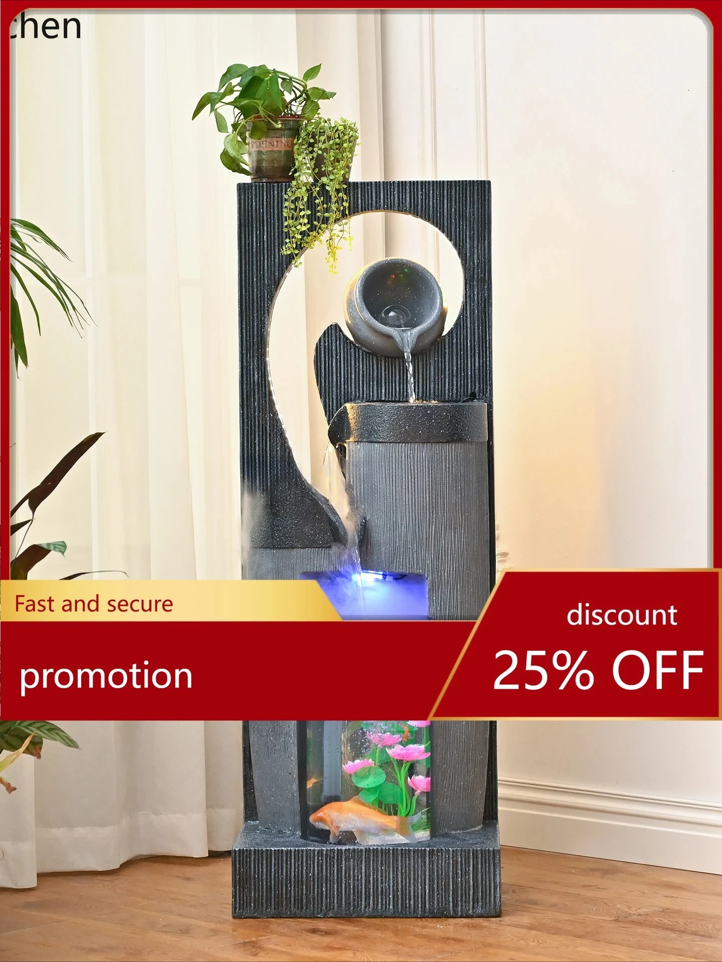 b7- Fish Tank Water Flow Ornament Creative Home Humidifier Fountain Landscape Balcony Office