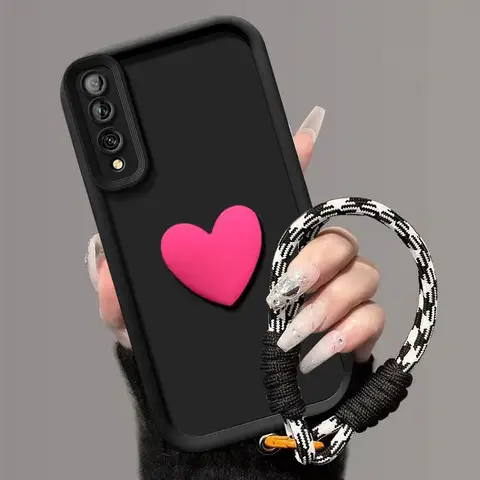 For Huawei P20 Pro Case Huawei P30 Phone Case ELE-L29 ELE-L09 ELE-L04 Phone Case Full Package Matte Love Heart Hand Strap Cover