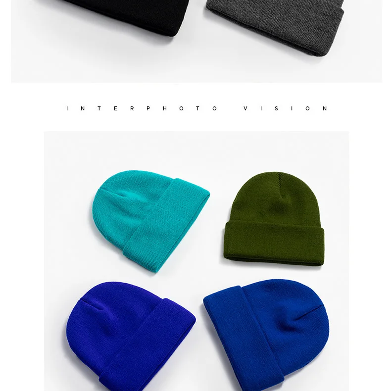 Benutzerdefinierte Mütze drucken Ihr eigenes Logo Winter gestrickt warm halten kalte Mütze Unisex einfarbig Hip Hop häkeln Totenkopf Beanie Hüte – Detail 11
