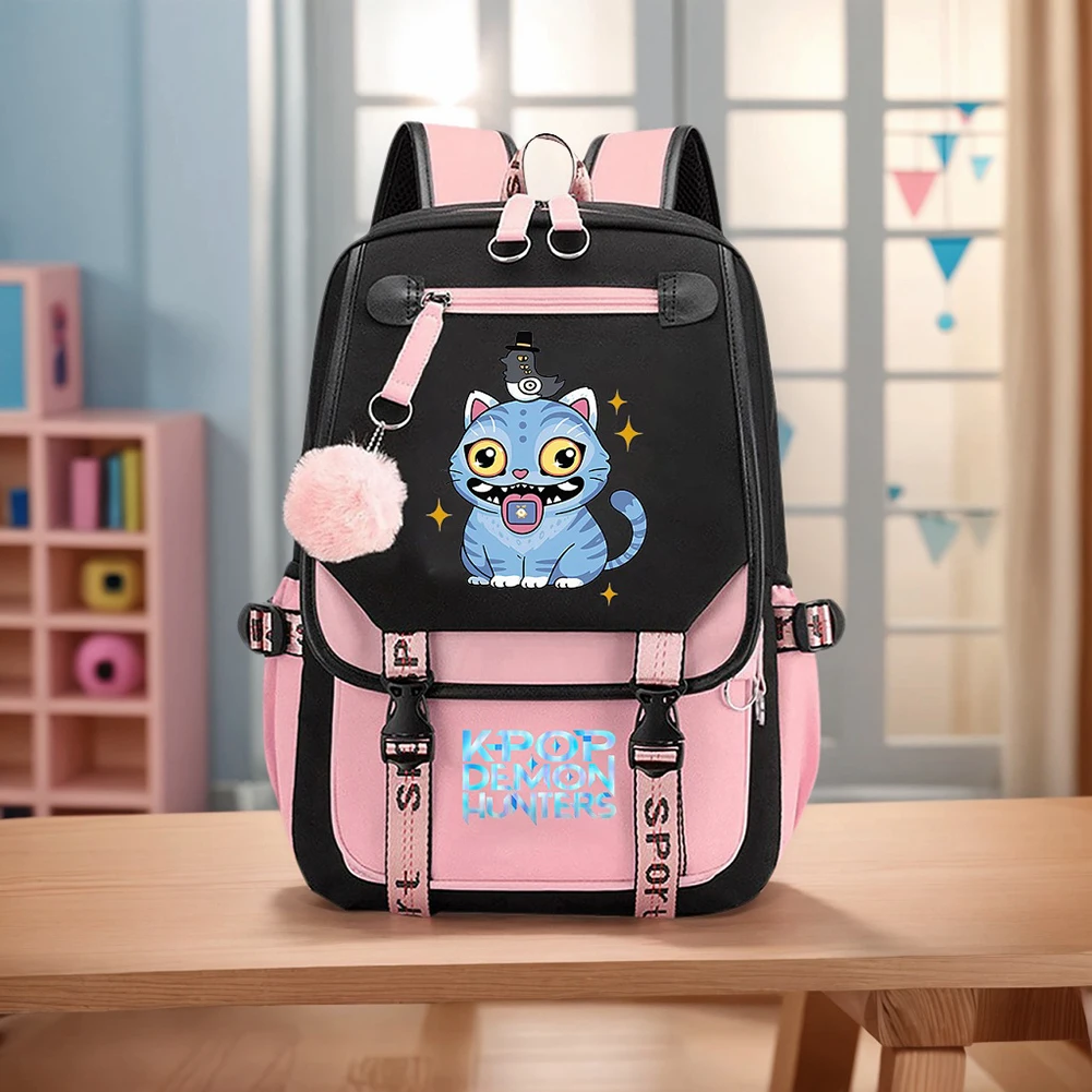 2025 K-Pop Demon Slayer Backpack Print Cartoon Rumi Mira Zoey Backpack Up to 20L Large Capacity Student School Bag for Teenegers