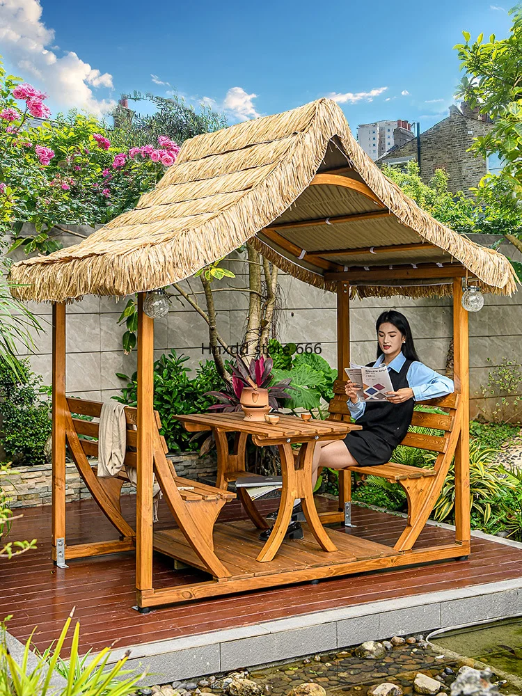 Vine Dynasty Outdoor B & B Four Corner Pavilion Shade Cabin Courtyard Villa Solid Wood Garden agritainment Landscape Pavilion