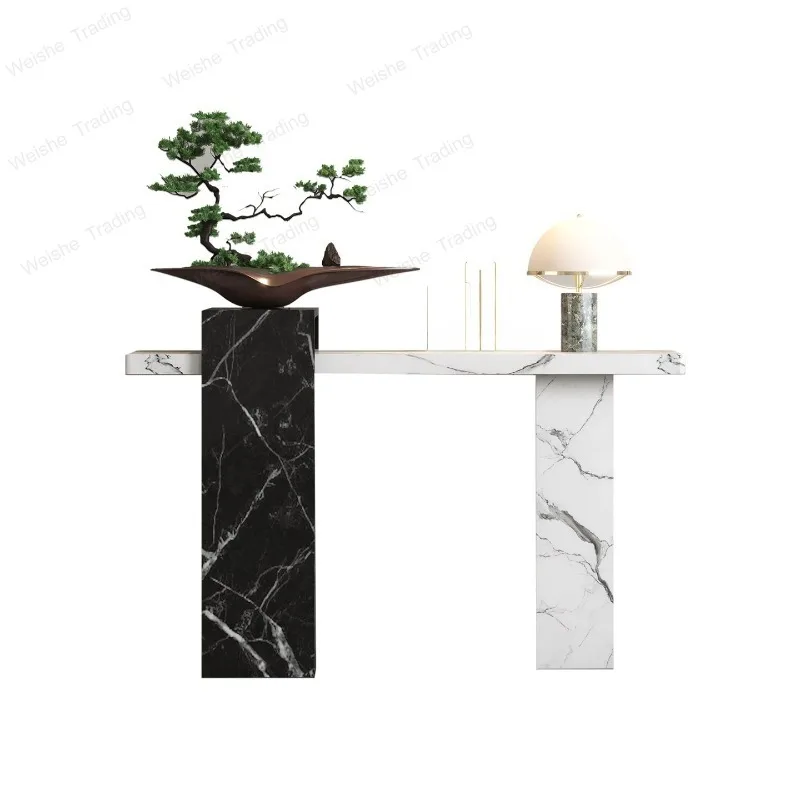 

Premium Decorative Marble Top Ash Wood Console Table for Foyer Hallway Entryway Decor Solid Wood Wall Mounted Entry Table