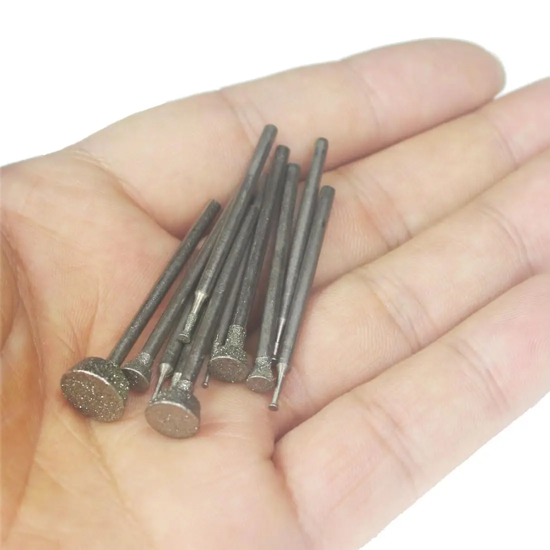 10 Pcs Inverted Trapezoidal Shape Diamond Burr Set, 3/32'' Shank Diamond Mounted Stone Carving Bits for Rotary Tools