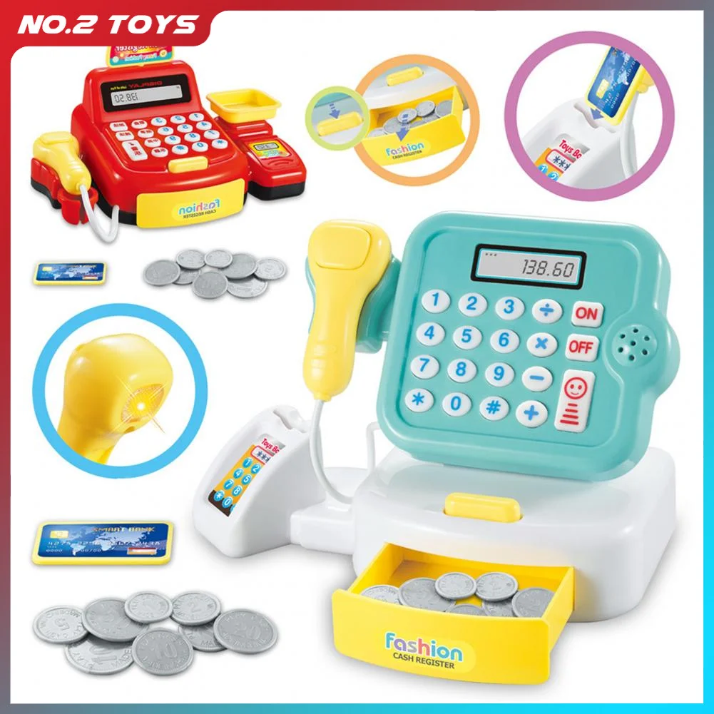 Caixa registradora infantil simulação supermercado compras brinquedo luzes sons efeito fingir jogar casa brinquedo para menina menino presentes de natal