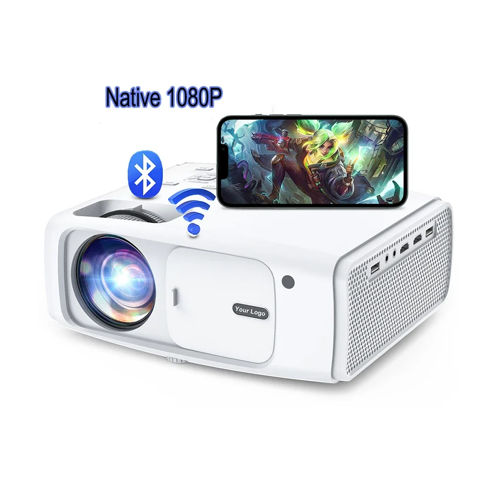 

Videoprojecteur Wifi Bluetooth, WiMiUS 1080p Full HD Projecteur Portable, 8500 Lumens Retroprojecteur Supporte 4K Correction 4P