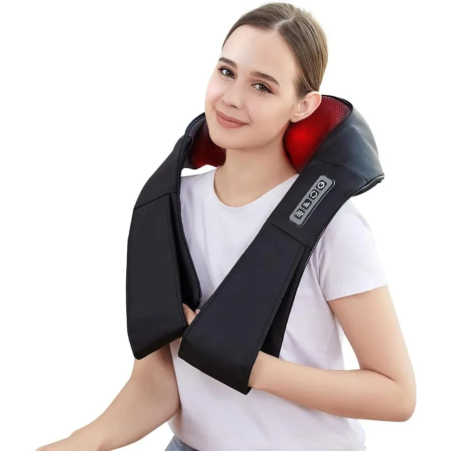 

Массажер для шеи и плеч с подогревом Массажер для шеи шиацу для облегчения шеи и плеч Массажер для глубоких тканей спины для офиса и