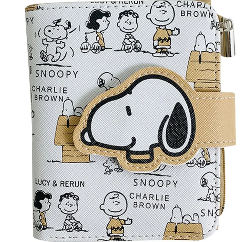 Snoopy Spike Kawaii South Korea Ins Cute Cartoon Short Long Wallet Coin Purse Two Fold Pu Zipper Coin Coin Purse Christmas Gift