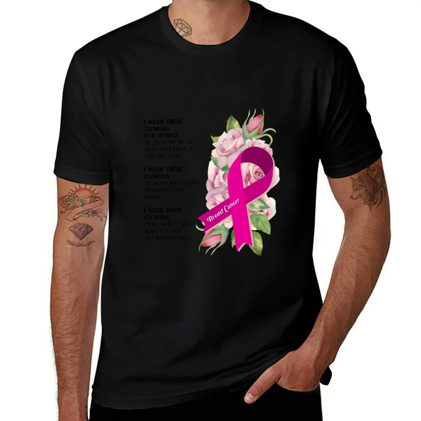 Breast Cancer Support T-Shirt Lightweight Gym Training T-Shirt