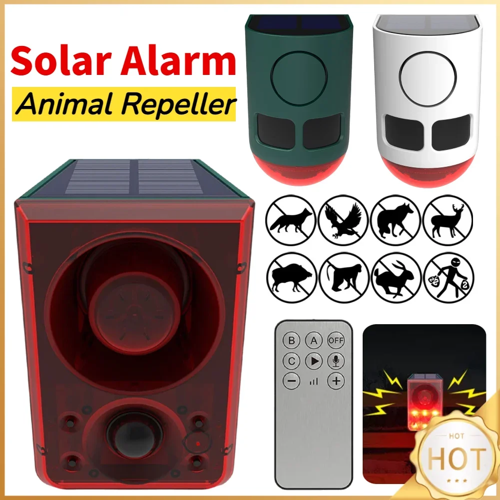 

Solar Outdoor Motion Sensor Alarm Home Security Alarm with Dog Barking Gunshot Sound Support Recording and Adjustable Volume