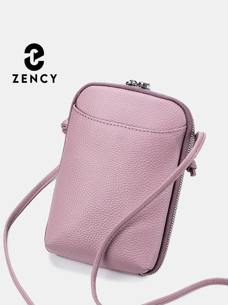 Zency Soft Genuine Leather Female Handbag Small Phone Bag Multi-functional Cross body Shoulder Card Holder Bag With Key Ring New