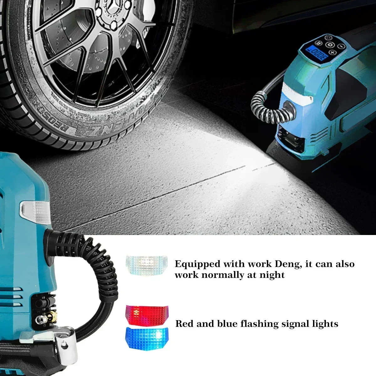 Cordless Electric Portable Air Pump Tyre Inflator Air Injector Bicycle Car Motorcycle Cordless Air Compressor For Makita 18V