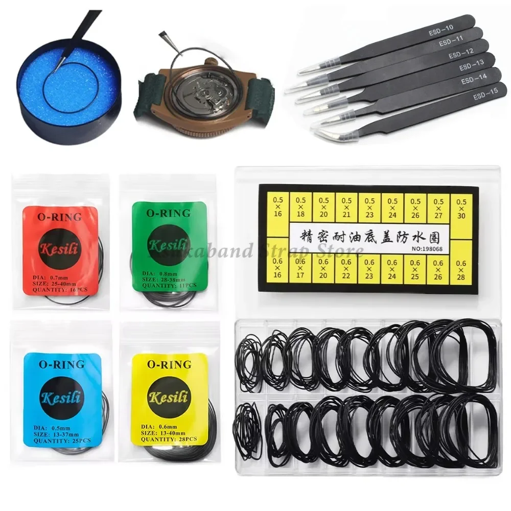 Thickness 0.5mm 0.6mm Watch Back Case O-Ring Seal Rubber Waterproof O-Ring Gasket 1Box Watches Repair Tools for Watchmaker
