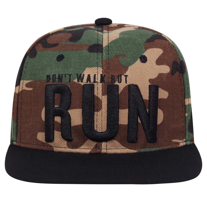 Runing Letter Snapback czapka z daszkiem kamuflaż czapka hip-hopowa dla mężczyzn kobiety taniec uliczny modna czapka z daszkiem