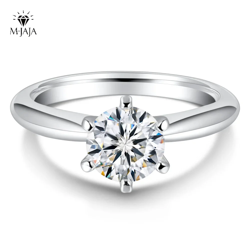 1-1.5CT Moissanite Engagement Rings for Women 18K Gold Plated Sterling Solitaire Moissanite Wedding Ring D Color Fine Jewelry