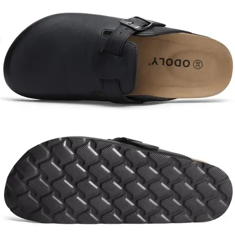 Kidmi Unisex Vegan Leather Clogs Womens Mens Cork Footbed Mules Slip on Potato Shoes with Arch Support