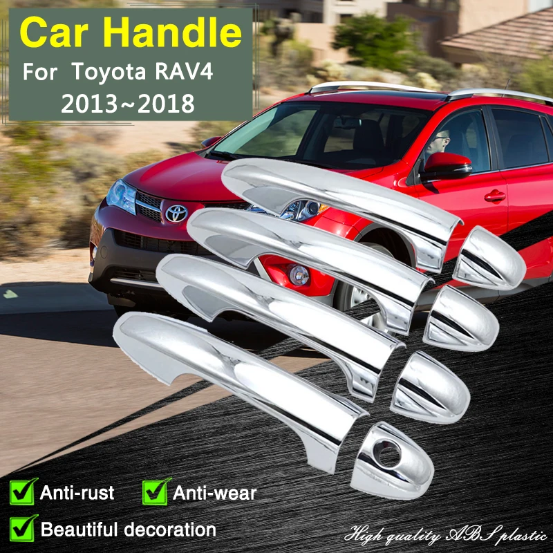 

for Toyota RAV4 RAV 4 Mk2 II XA40 2013~2018 Chrome Smart Door Handle Cover Car Decorate Accessories Styling Protective Stickers