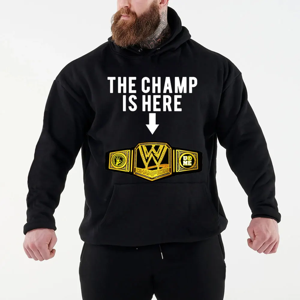 

2024 Autumn/Winter New Hot Famous Wrestler John Cena Men's Black Hoodie Street Sports Casual Pullover