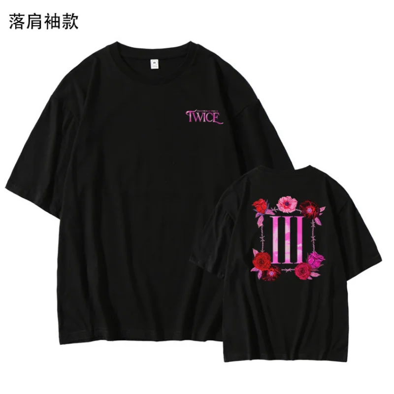 Korean Fashion K POP K-POP TWICE 4TH WORLD TOUR Ⅲ T-shirt Women Men Y2K Streetwear Hip Hop Tee Shirts Kawaii Tops KPOP Clothes