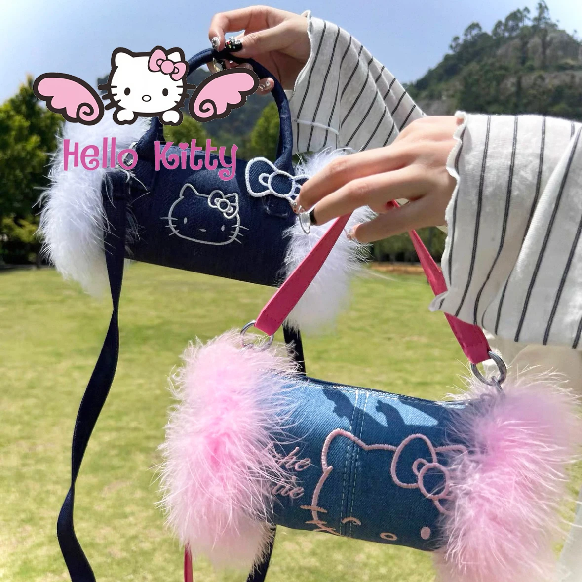 

MINISO Sanrio Hello Kitty домашняя джинсовая сумка-ведро с принтом для воды y2k роскошный дизайн кошелек пикантная девушка милая сумка через плечо