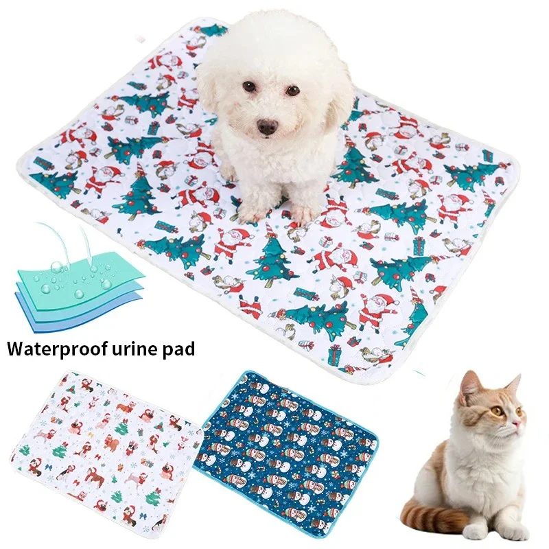 

Christmas Dog Pee Pad Blanket Absorbent Diaper Washable Chrismas Puppy Training Pad Pet Bed Urine Mat for Pet Car Seat Cover