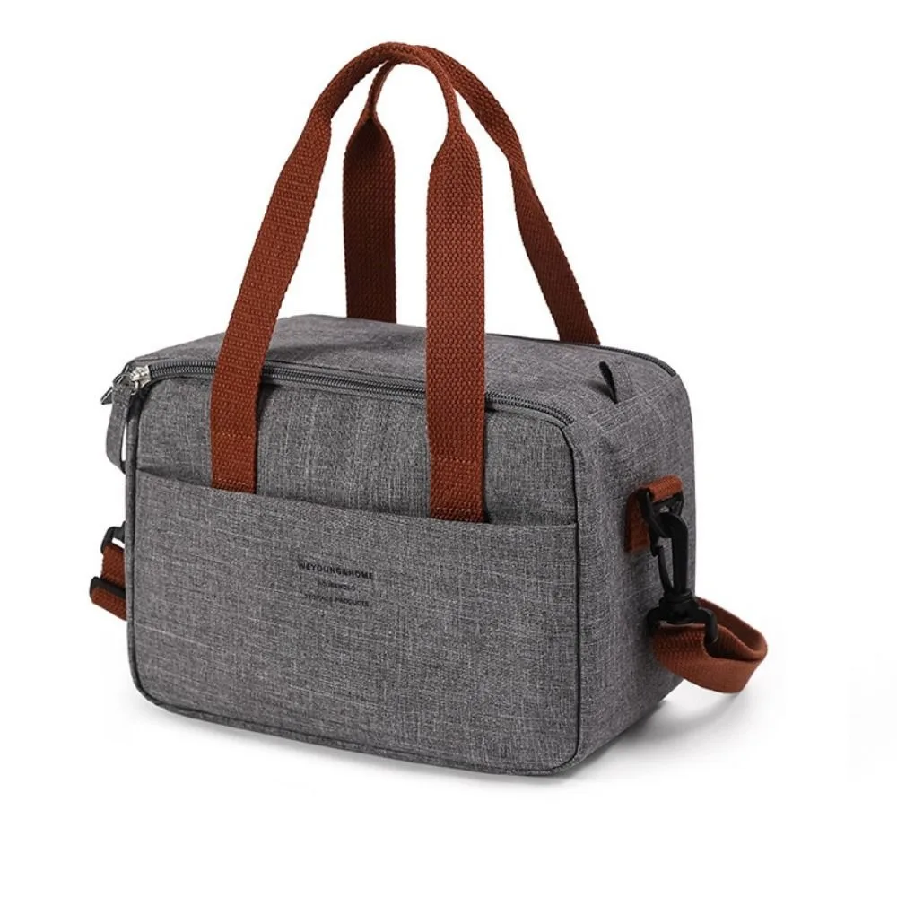 

Однотонная портативная сумка для обеда из ткани Оксфорд, большая вместимость, термоизолированная, водонепроницаемая, с ручкой, сумка-холодильник для еды на плечо