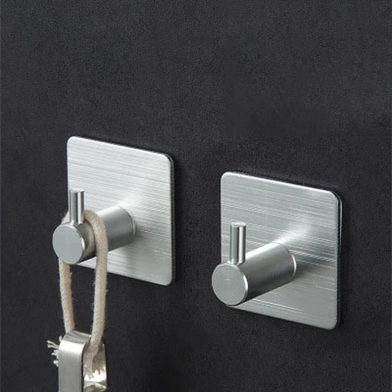 Self Adhesive Wall Hook Towel Hook Multi-Purpose Storage Hooks Key Holder Stainless Steel Rack For Kitchen Bathroom Accessories