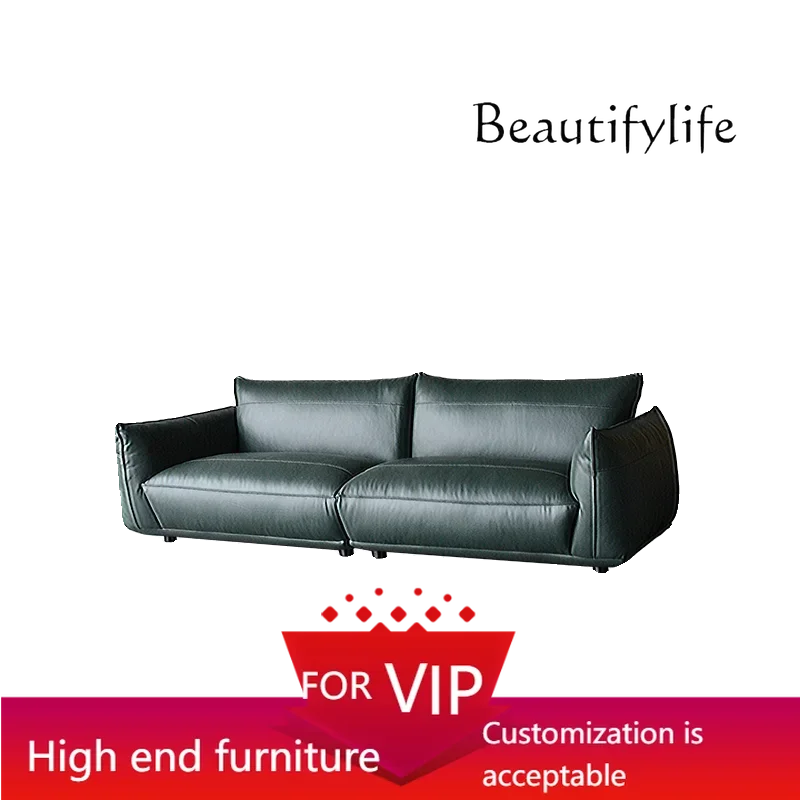 

UP Nordic leather sofa living room three-person Italian light luxury first-layer cowhide leather art combination minimalist doub
