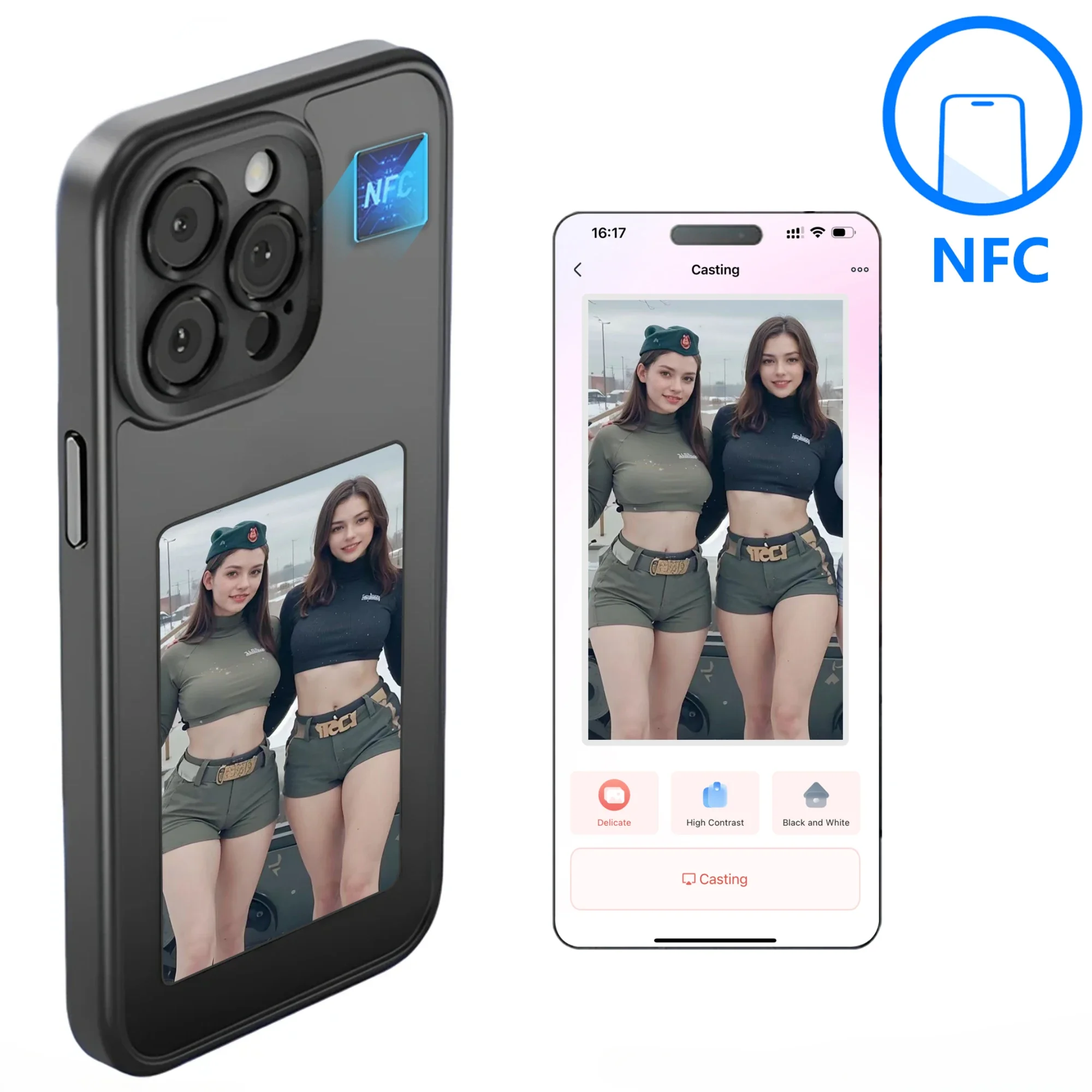 

NFC Phone Case For iPhone 13 14 15 Pro Max Smart E-ink Screen DIY Refresh Photo Anime Silicone Phone Cover No Batteries Required