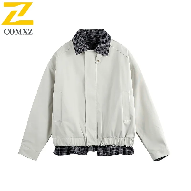 

COMXZ Мужская осенняя новая куртка премиум-класса с воротником-стойкой, износостойкое пальто для верховой езды, легкая ветровка для отдыха и кемпинга