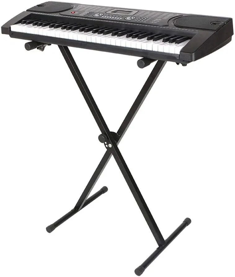 Single X Keyboard Stand and Bench Set, Adjustable Height Lockable Straps - Detail 1