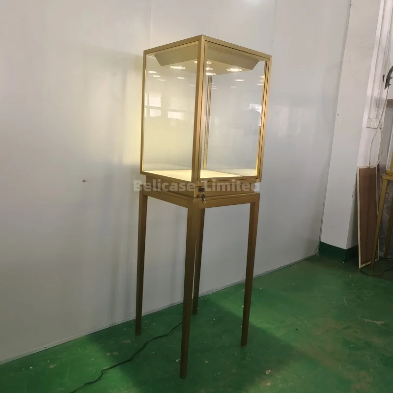 Custom, high end jewelry shop furniture glass display showcase floor standing jewelry display for jewelry store display