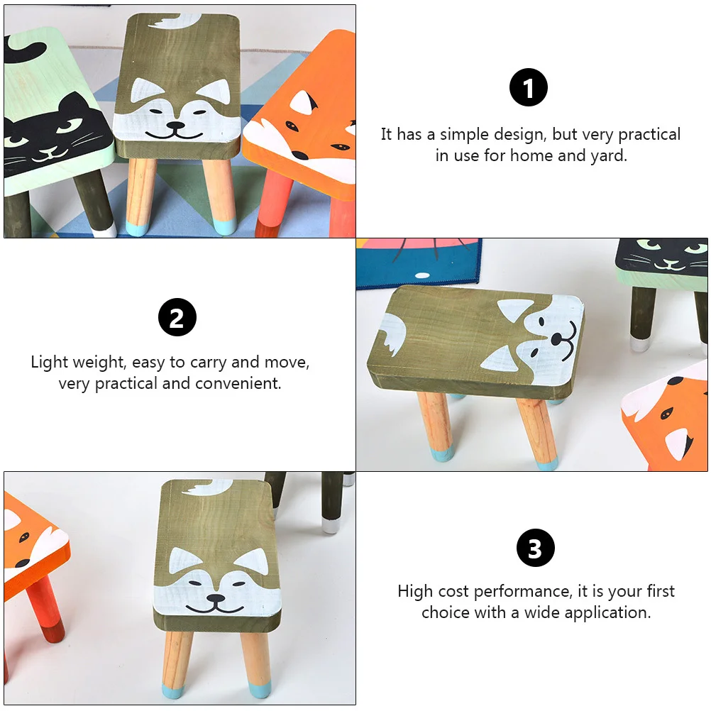 

1Pcs Cartoon Animal Wooden Footstool Step Stool Household Furniture Wood Footstool Stool