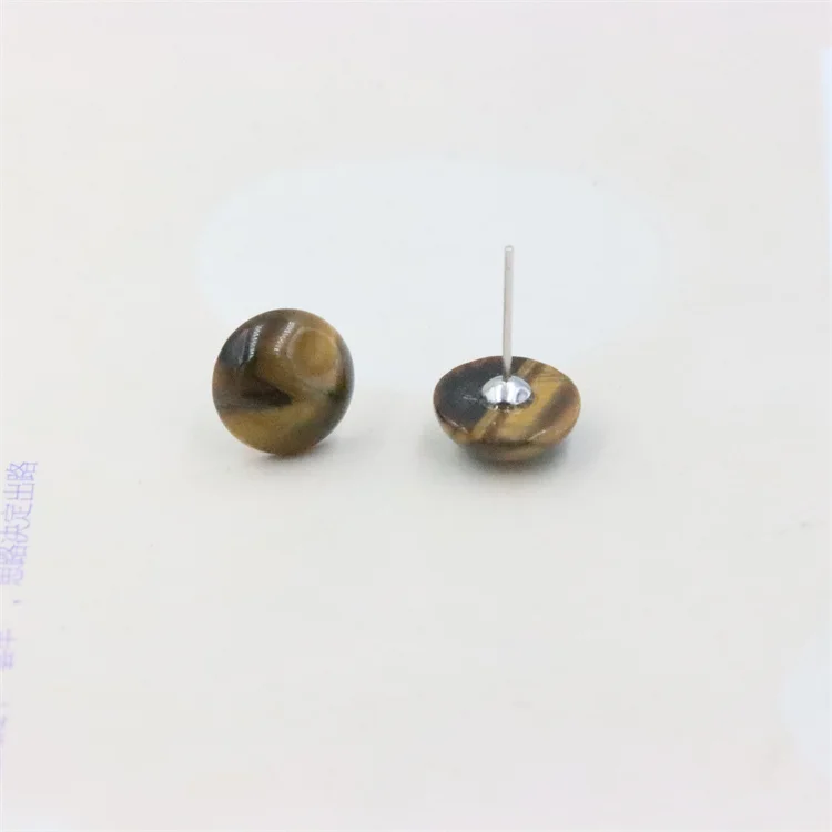 ZFSILVER 100% 925 Sterling Silver Fashion Natural Tiger Eye Stud Earrings For Women Girl Charm Jewelry Accessories Party Gift