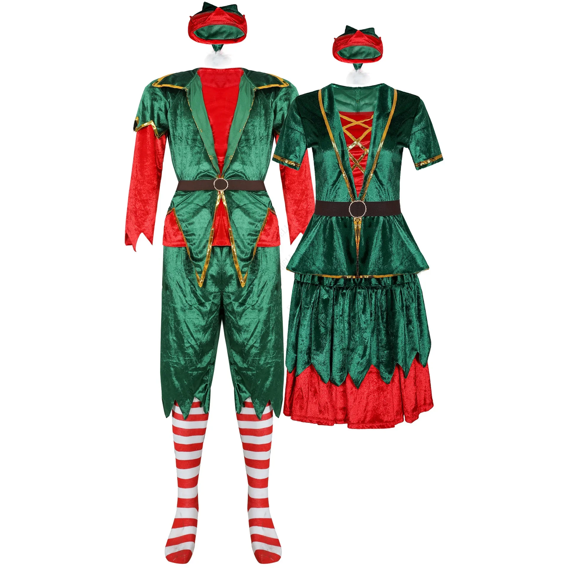 Christmas costumes Adult Couples Christmas Dress Christmas Santa Claus Cosplay X-Mas Elf Costume New Year Clothes Fancy Outfit