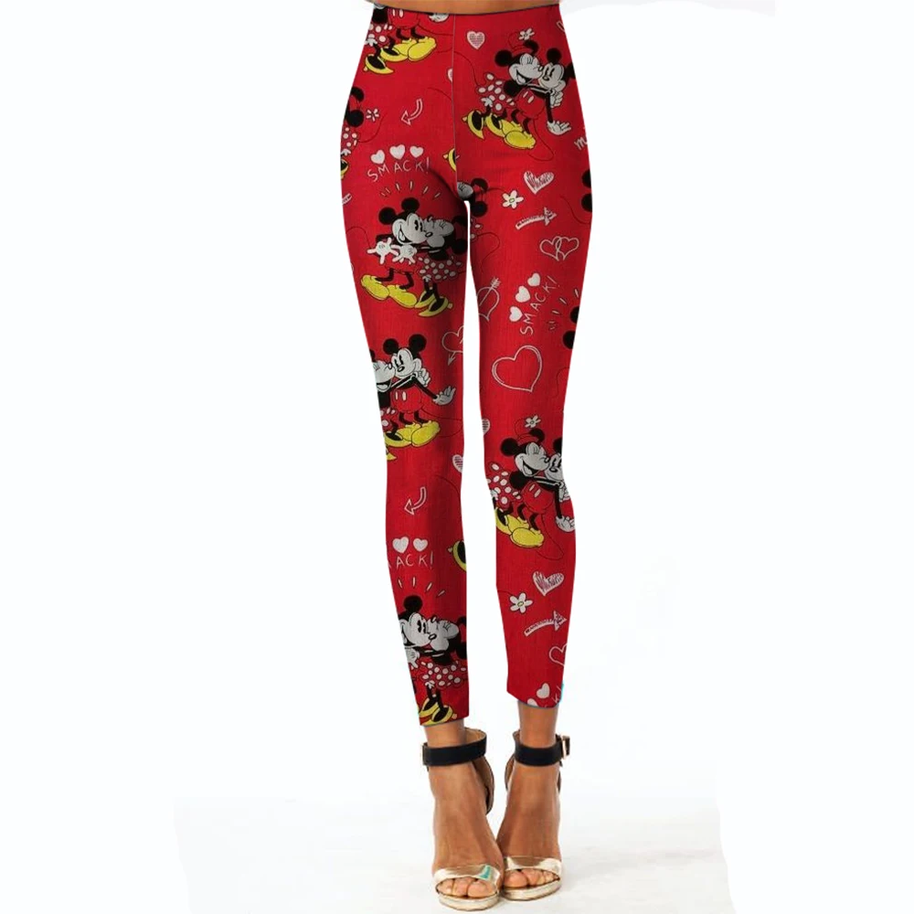 Nieuwe tie-dye Disney Minnie en Mickey Mouse print yoga legging strakke pasvorm hijs heup fitness legging hardloopsportbroek