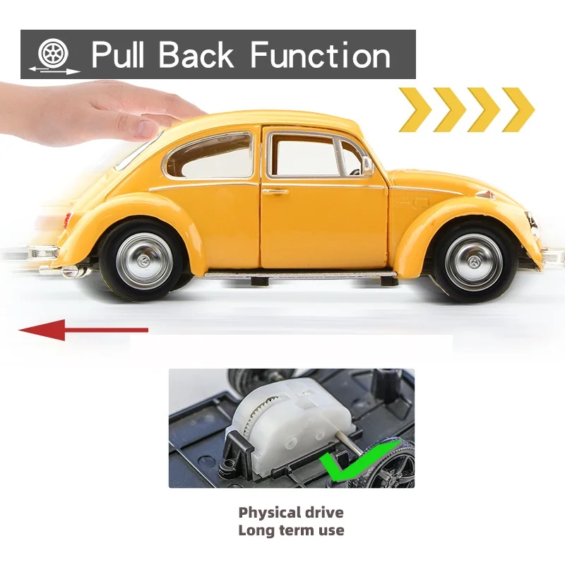 Volkswagen Beetle 1967 Retro Classic Car Simulation Diecast & Toy Vehicles Pull Back RMZ city 1:36 Alloy Model Gift For Children