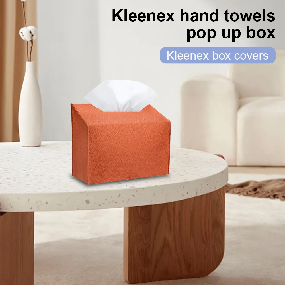 Tissue Box Cover Holder Compatible with Kleenex Disposable Paper Hand Towels, Leather Paper Towel for Tabletop, Bathroom, Car