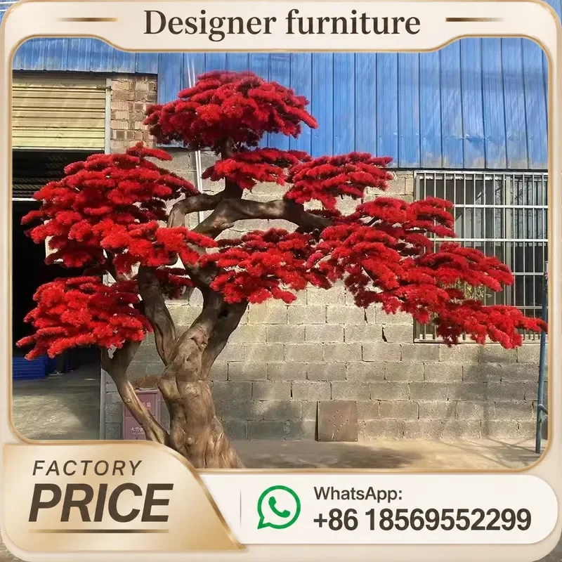 Large Artificial Red Pine Tree Faux Plants For Garden Outdoor Indoor Decoration Big Greenery Home Project