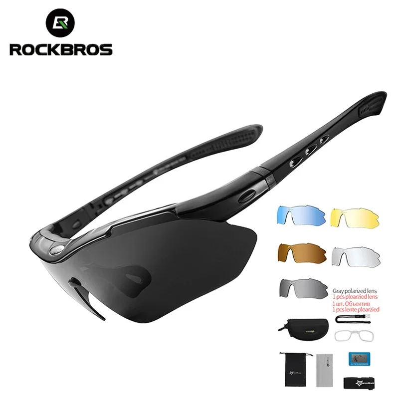 

ROCKBROS 5 Lenses Polarized Cycling Glasses with Myopia Frame Men Sunglasses Road Bike Goggles Mountain Bicycle Eyewear Women