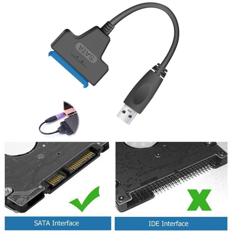 Kabel Konverter Adaptor SSD Drive Hard Disk Laptop USB 2.0 Ke SATA 22 Pin