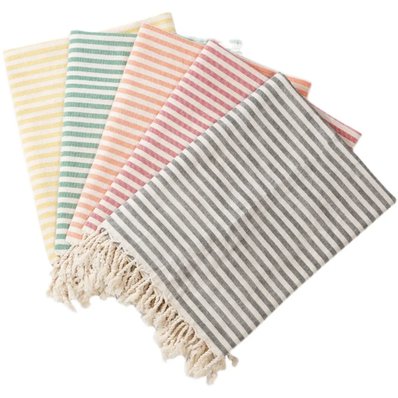 

Turkish Tassel Beach Towel 180 X100cm Polyester Cotton Wearable Stripe Large Bath Towel Cushion Outdoor Dining Table