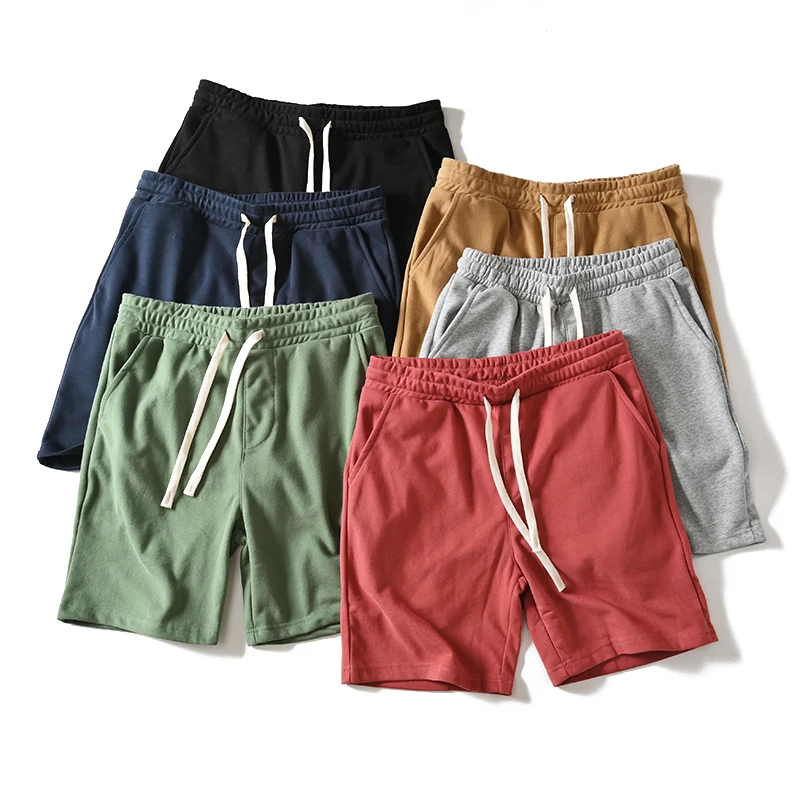 

Мужские большие пляжные брюки из хлопка с тяжелой талией, повседневные прямые брюки длиной пять четвертей Spor