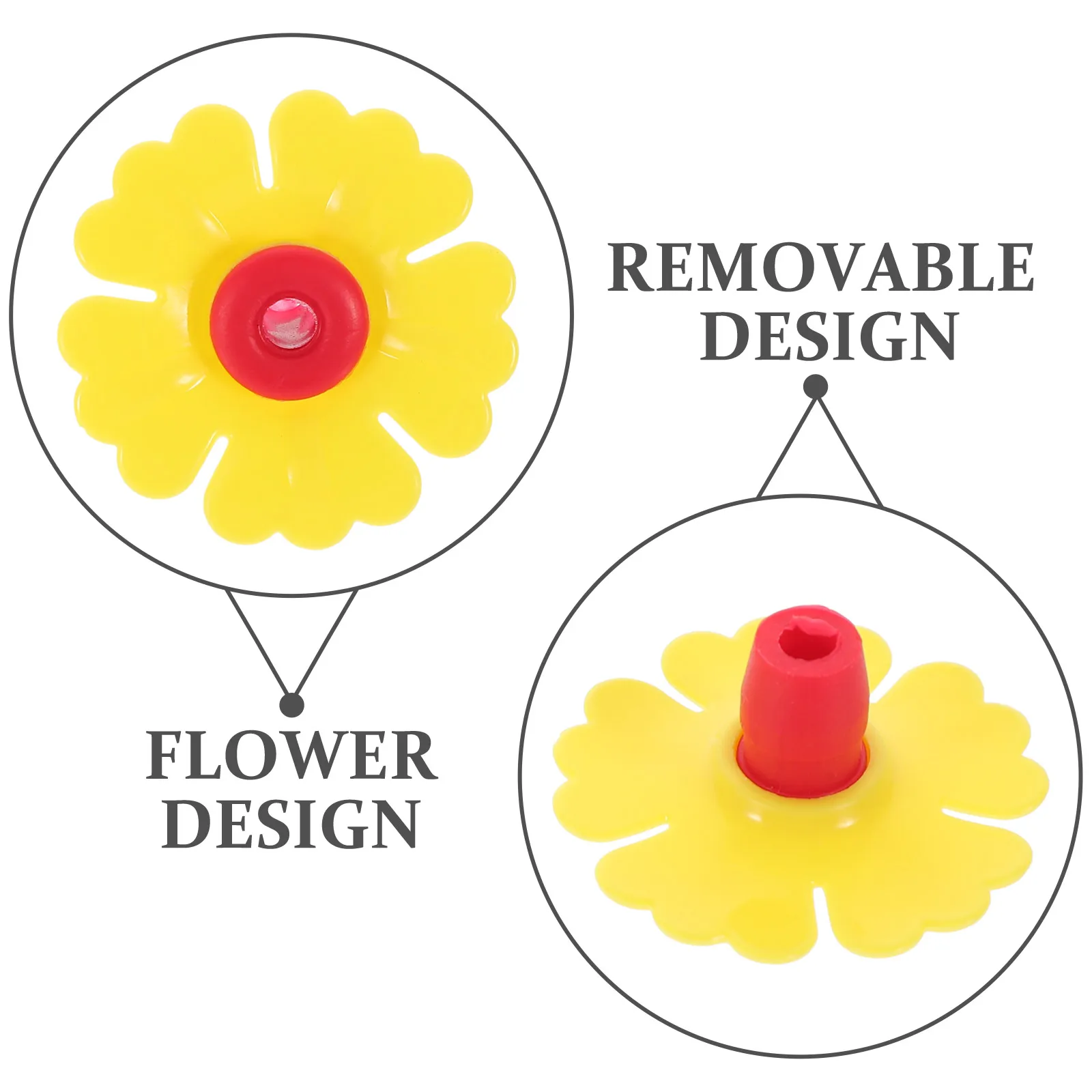 

6pcs Feeder Flowers Accessories 3 Yellow Core 3 Yellow Durable PP Material Easy Installation Compatible Bird Feeders