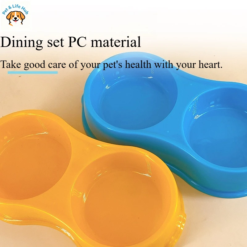 

Портативная пластиковая миска для собак и кошек, двойная миска для еды и воды, защищает шейные позвонки, товары для животных