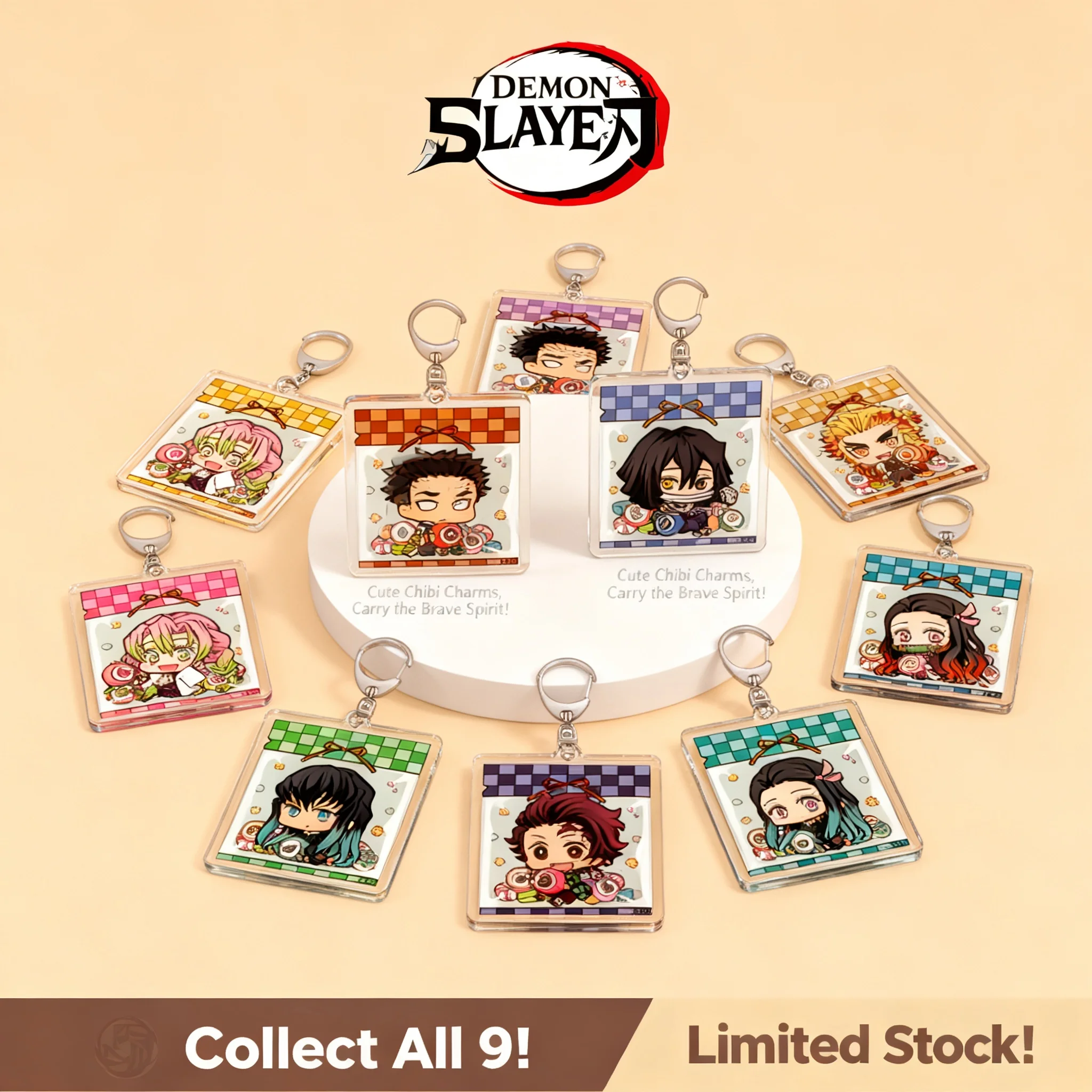 Anime Demon Slayer Keychain Acrylic Charm Tanjiro Kamado Nezuko Zenitsu Agatsuma Creative Pendant Accessories for Fans