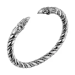 SAIYE 316L Viking Bracelet Mens Odin's Raven Heads Ragnar Arm Ring Norse Torc Jewelry Pagan  bracelets stainless steel bracelet