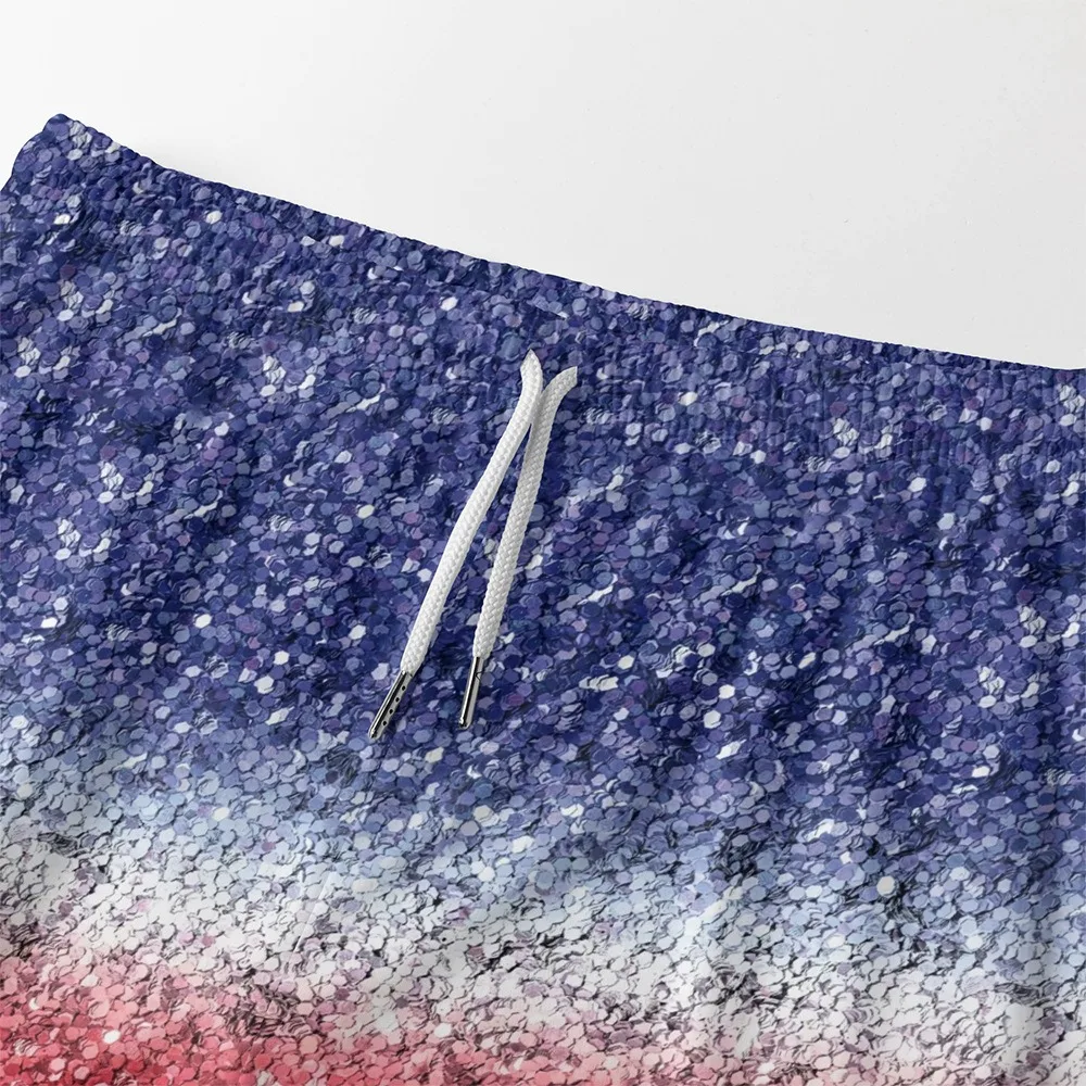 メンズグラデーションプリントカーゴショーツ、速乾性アクティブウェアボトムス、カジュアル、トレンディーなスポーツ、軽量、ルーズフィット、ジム、ランニング、赤、青