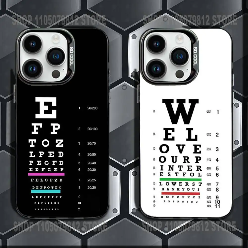 

Medical Eye Vision Chart Phone Case For iPhone 16,15,14,13,12,11,Mini,Pro,E,MAX Black Candy Matte Shockproof Cover