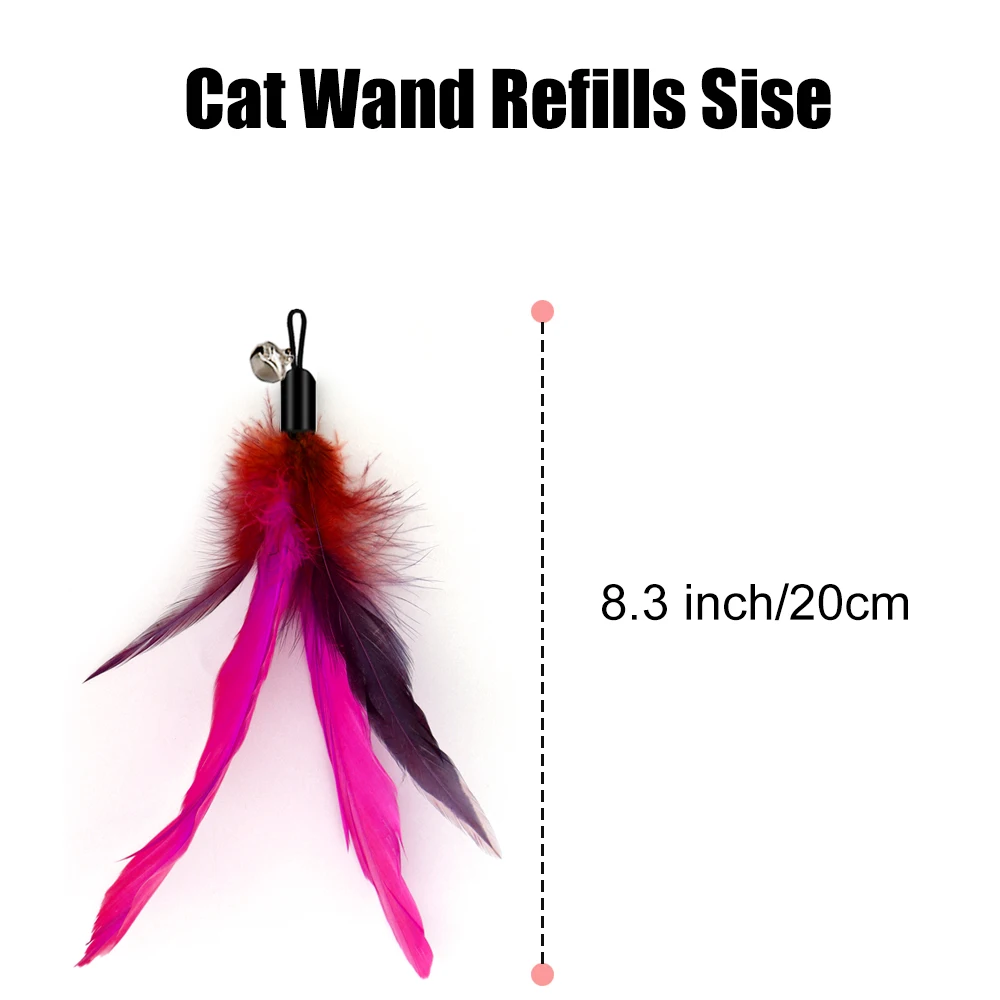 5Pcs Cat Feather Toys Interactive Toys Teaser Refill Replacement Feather with Bell for Kitty Kitten Scratching Exercise Indoor