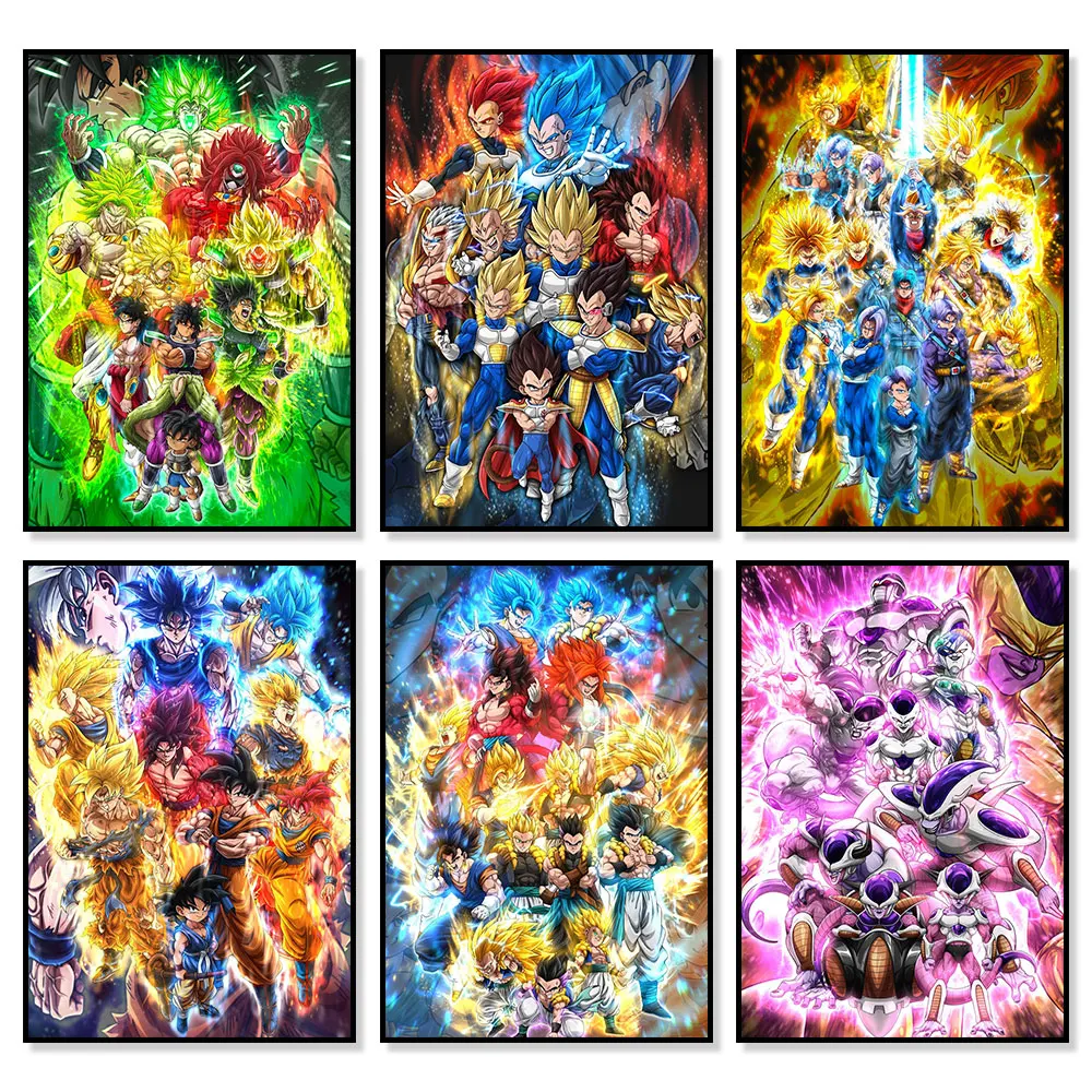 Dragon Ball Poster Anime Peripheral Frieza Vegetto Goku Canvas Painting Wall Art Mural Prints for Kids Room Birthday Decor Gifts